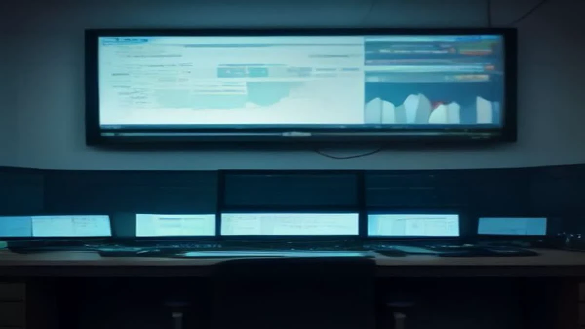 slight low angle of a control room with monitors showing abstract dashboards, no readable text, soft morning light — illustrative photograph for this article
