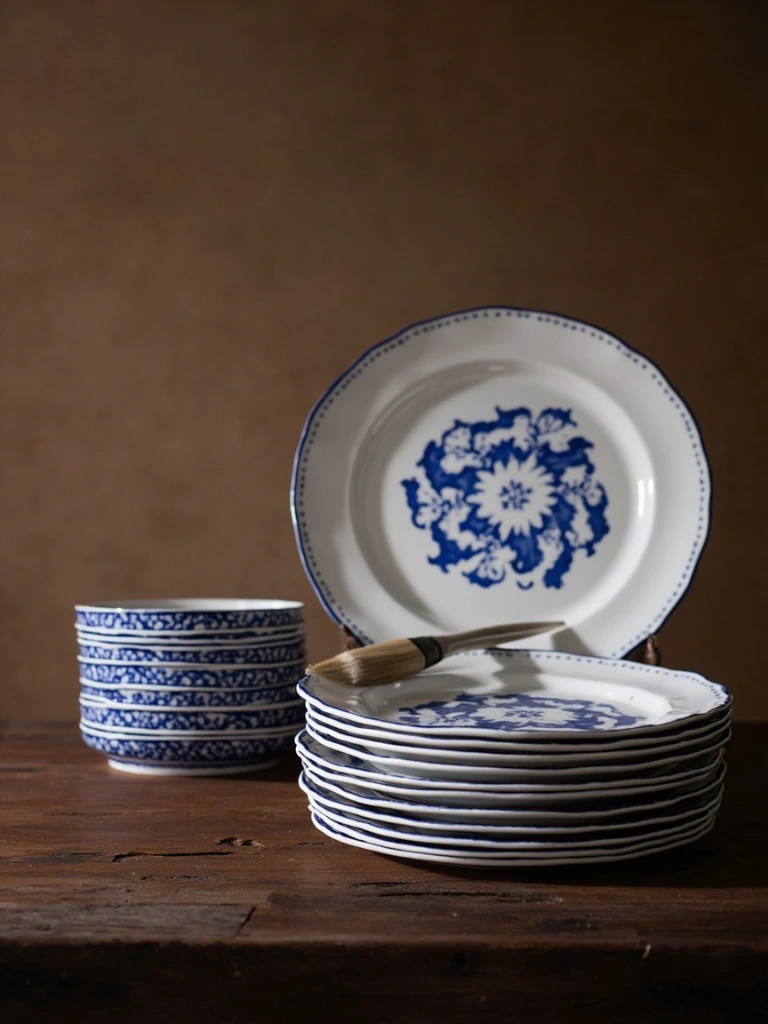 Hand-painted blue and white porcelain from Werkstätte Reiter-Blau.