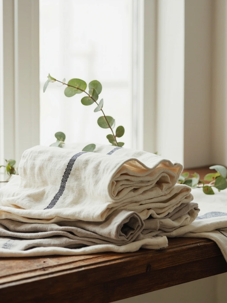 Hand-loomed linen napkins from Hausmühle Huber-Leinen.